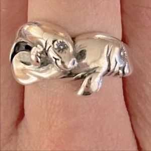 Sterling Silver Kabana Manatee & Calf Ring